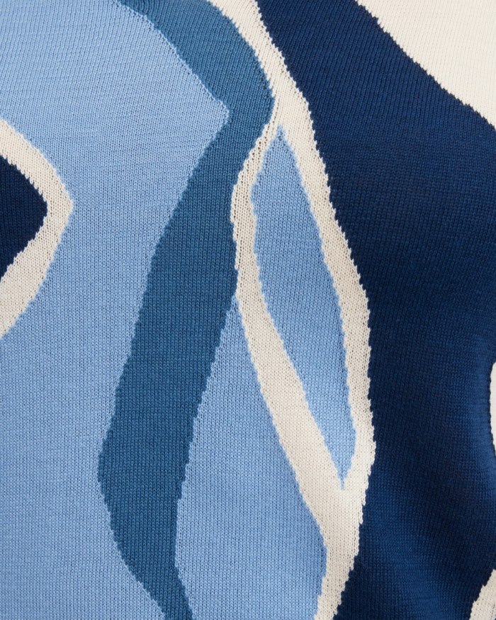 Chicos Spun Rayon Intarsia V-neck Pullover - Azores Blue Chicos Spun Rayon Intarsia V-neck Pullover - Azores Blue