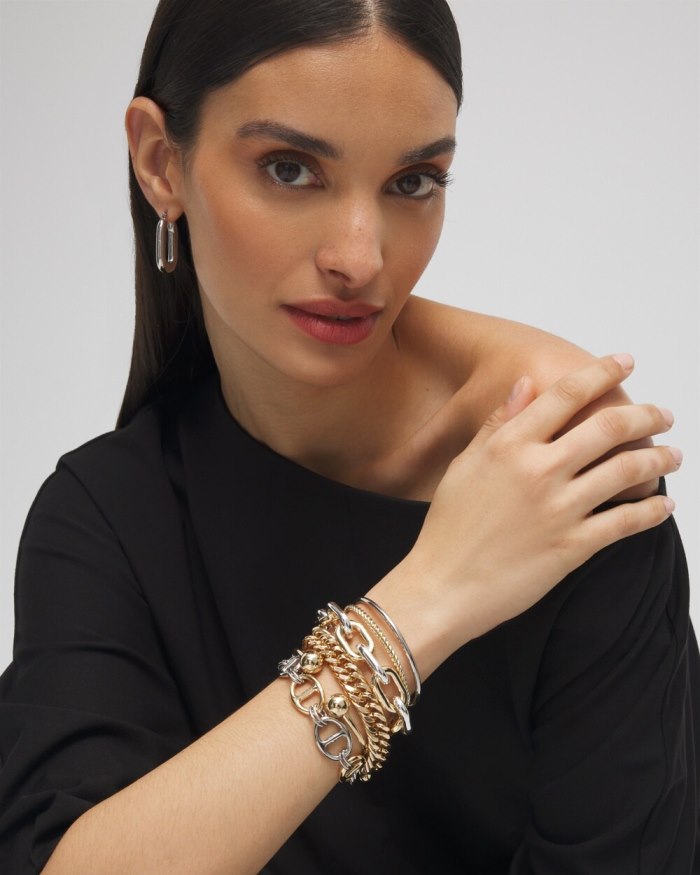 Chicos Gold Tone Flex Cuff Bracelet - Gold