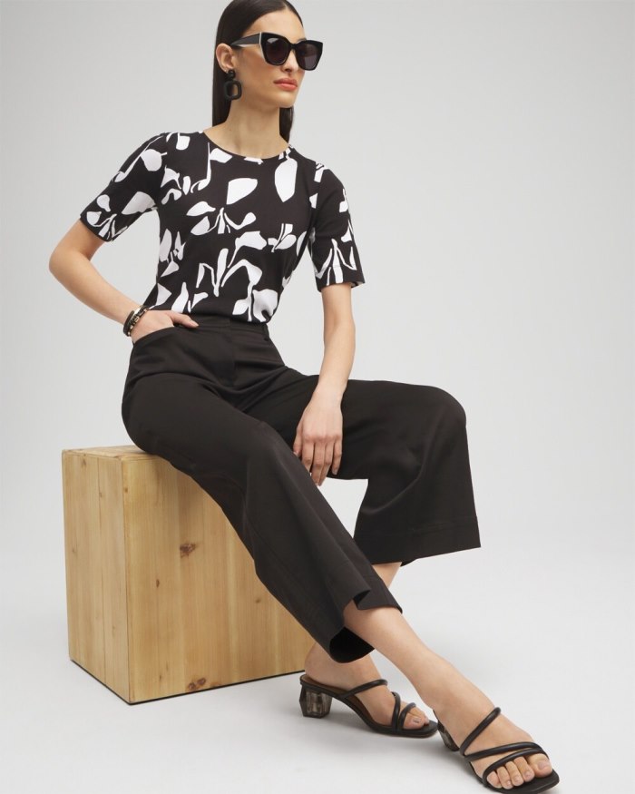 Chicos Abstract Everyday Elbow Sleeve Tee - Black Chicos Abstract Everyday Elbow Sleeve Tee - Black