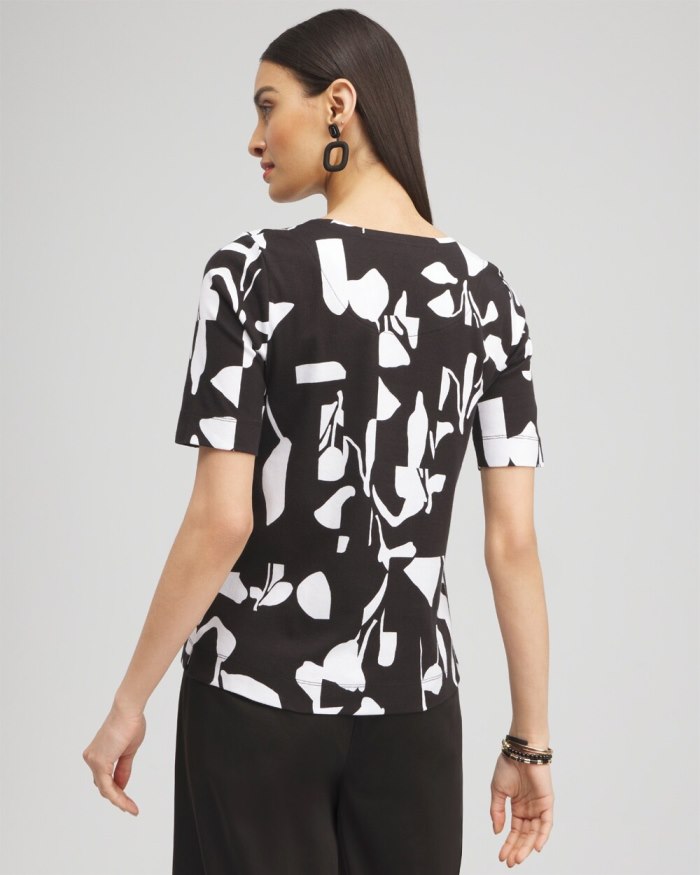 Chicos Abstract Everyday Elbow Sleeve Tee - Black Chicos Abstract Everyday Elbow Sleeve Tee - Black