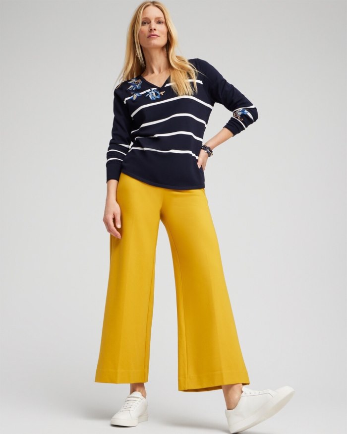 Chicos Ponte Wide Leg Ankle Pants - Golden Hour Chicos Ponte Wide Leg Ankle Pants - Golden Hour