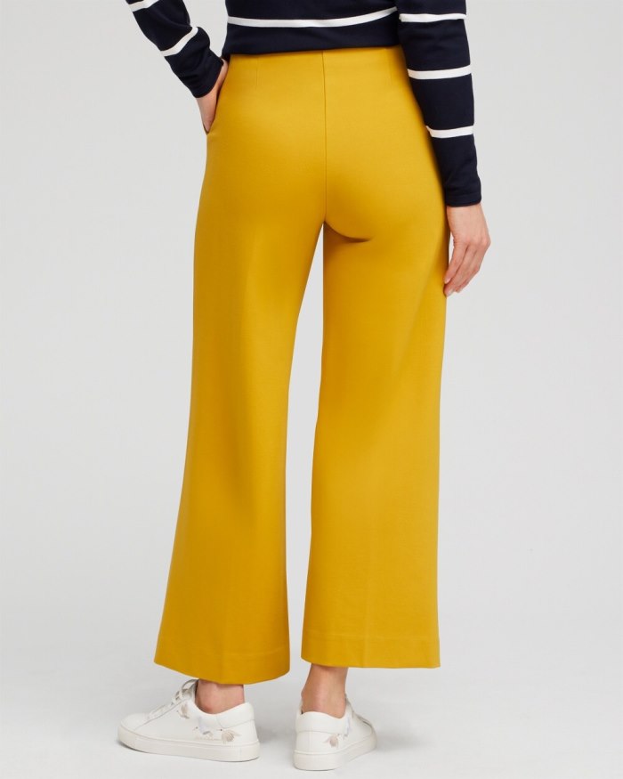 Chicos Ponte Wide Leg Ankle Pants - Golden Hour Chicos Ponte Wide Leg Ankle Pants - Golden Hour