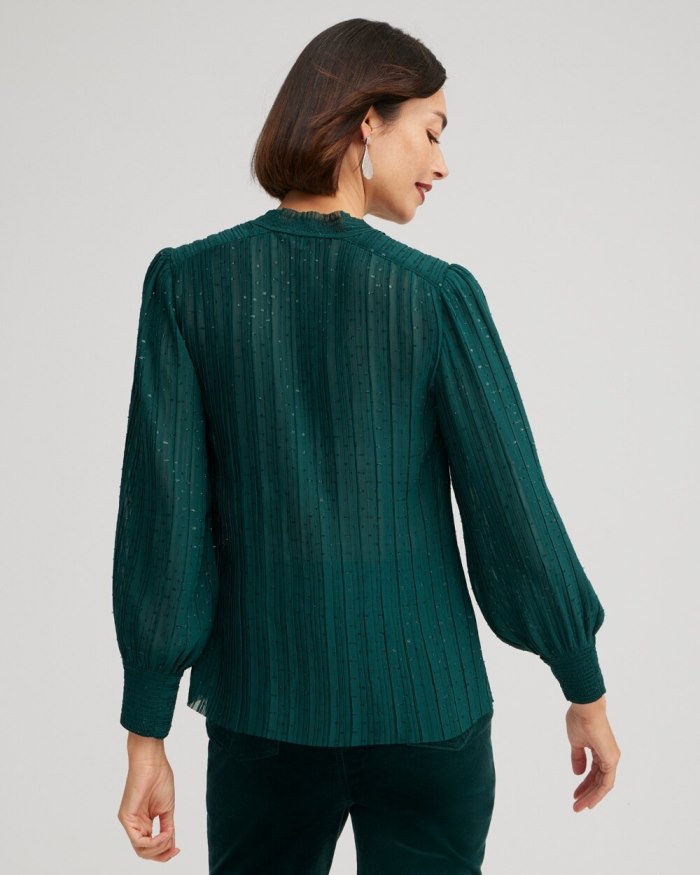 Chicos Pleated Blouse - Enchanted Forest Chicos Pleated Blouse - Enchanted Forest