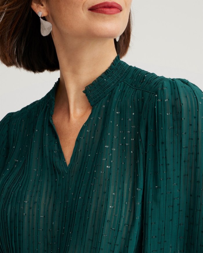 Chicos Pleated Blouse - Enchanted Forest Chicos Pleated Blouse - Enchanted Forest