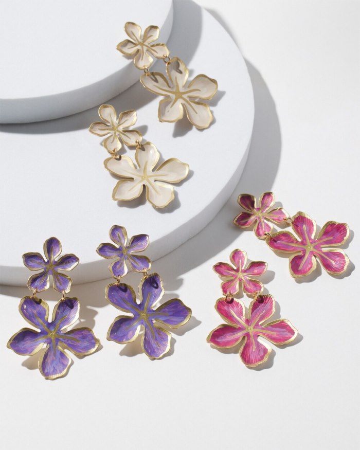 Chicos No Droop Purple Flower Earrings - Parisian Purple Chicos No Droop Purple Flower Earrings - Parisian Purple