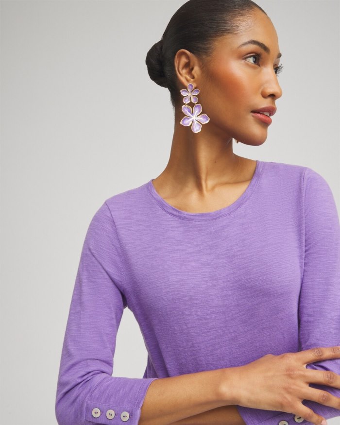 Chicos No Droop Purple Flower Earrings - Parisian Purple Chicos No Droop Purple Flower Earrings - Parisian Purple