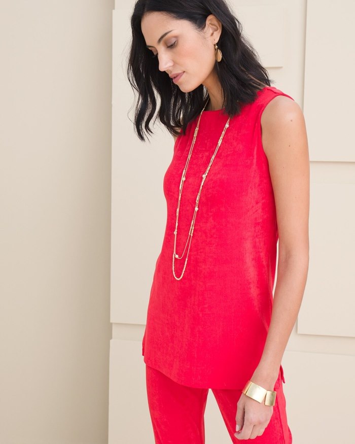 Chicos Travelers Classic Side Slit Tank - Cherry Pop Chicos Travelers Classic Side Slit Tank - Cherry Pop