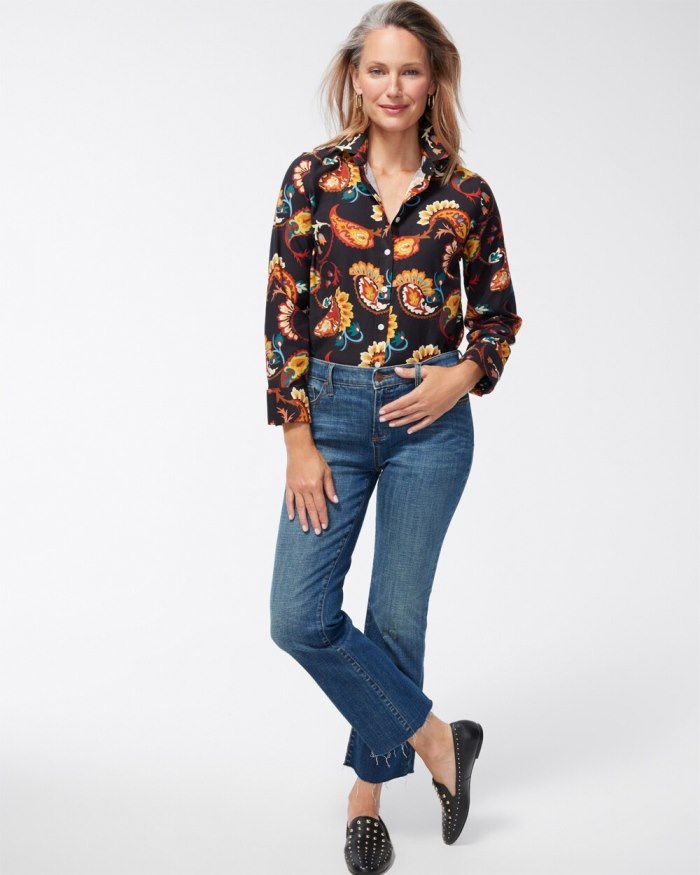 Chicos No Iron Stretch Paisley Shirt - Black Chicos No Iron Stretch Paisley Shirt - Black