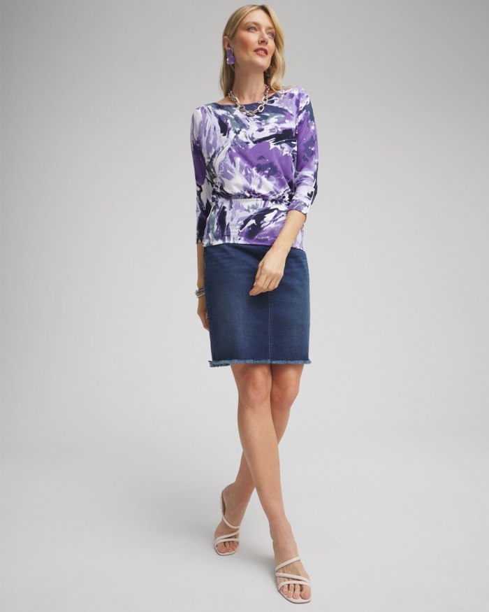 Chicos Pull-on Fray Hem Denim Skort - Inverness Indigo Chicos Pull-on Fray Hem Denim Skort - Inverness Indigo