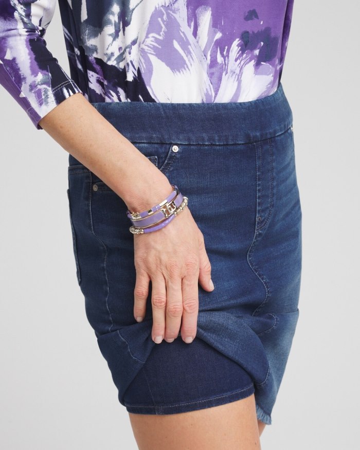 Chicos Pull-on Fray Hem Denim Skort - Inverness Indigo Chicos Pull-on Fray Hem Denim Skort - Inverness Indigo