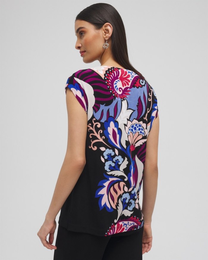 Chicos Travelers Paisley Cap Sleeve Tunic - Fresh Plum Chicos Travelers Paisley Cap Sleeve Tunic - Fresh Plum