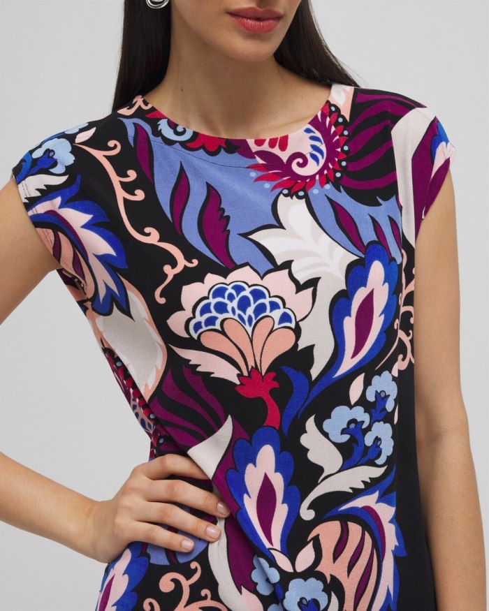 Chicos Travelers Paisley Cap Sleeve Tunic - Fresh Plum Chicos Travelers Paisley Cap Sleeve Tunic - Fresh Plum