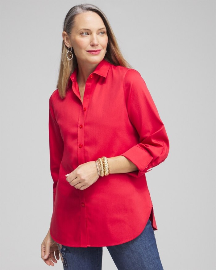 Chicos No Iron 3/4 Sleeve Stretch Shirt - Ginger Rose Chicos No Iron 3/4 Sleeve Stretch Shirt - Ginger Rose