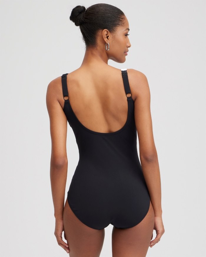 Chicos V-neck One Piece Swimsuit - Black/White Chicos V-neck One Piece Swimsuit - Black/White