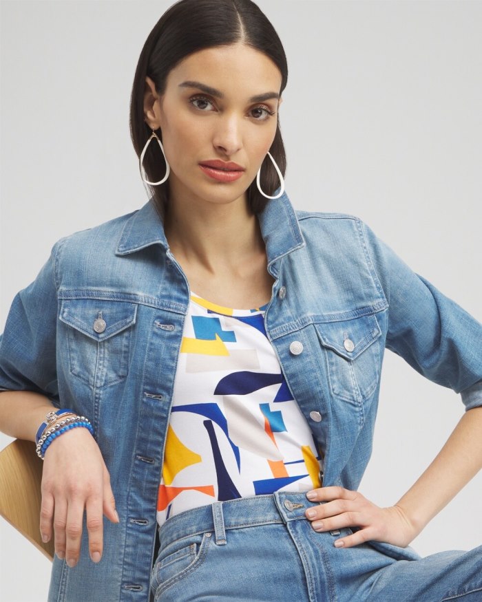 Chicos Touch of Cool Abstract Polished Tank - Nectarine Chicos Touch of Cool Abstract Polished Tank - Nectarine