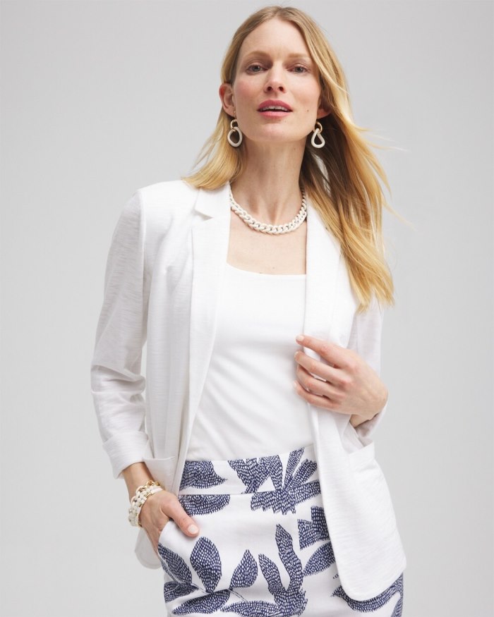 Chicos Knit Cotton Blend Blazer - Alabaster Chicos Knit Cotton Blend Blazer - Alabaster