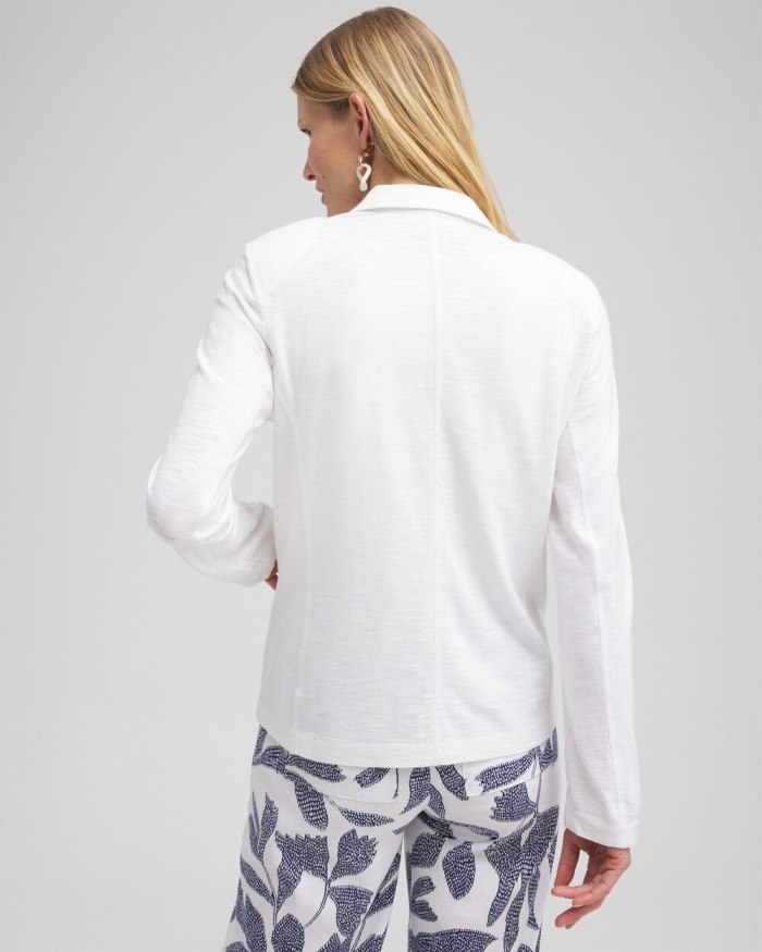 Chicos Knit Cotton Blend Blazer - Alabaster Chicos Knit Cotton Blend Blazer - Alabaster