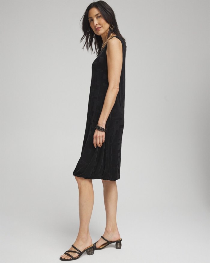 Chicos Travelers Jacquard Bubble Hem Dress - Travelers Black Chicos Travelers Jacquard Bubble Hem Dress - Travelers Black