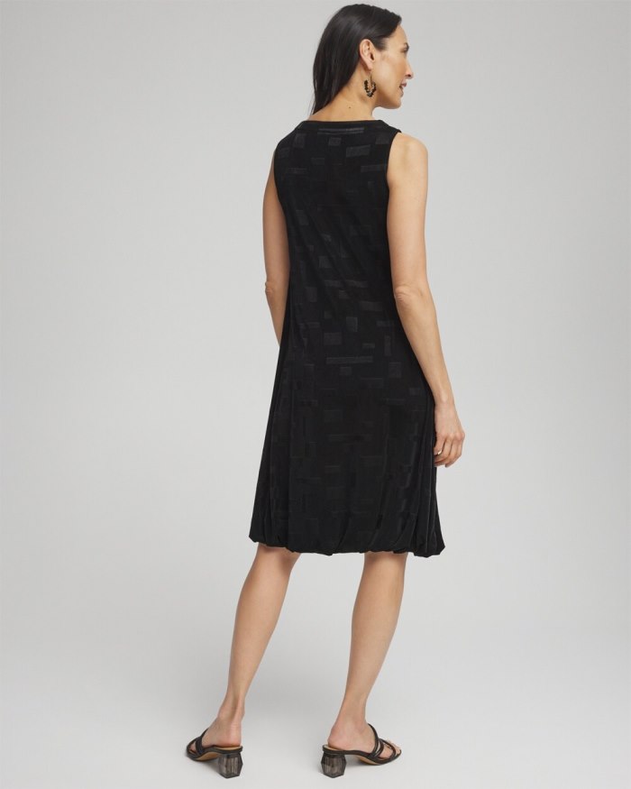 Chicos Travelers Jacquard Bubble Hem Dress - Travelers Black Chicos Travelers Jacquard Bubble Hem Dress - Travelers Black