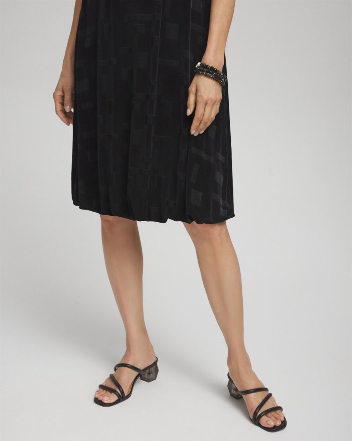Chicos Travelers Jacquard Bubble Hem Dress - Travelers Black Chicos Travelers Jacquard Bubble Hem Dress - Travelers Black