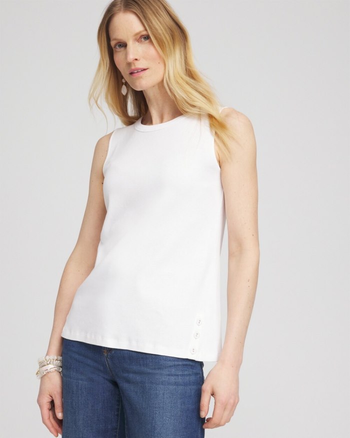 Chicos Button Detail Tank - Alabaster Chicos Button Detail Tank - Alabaster