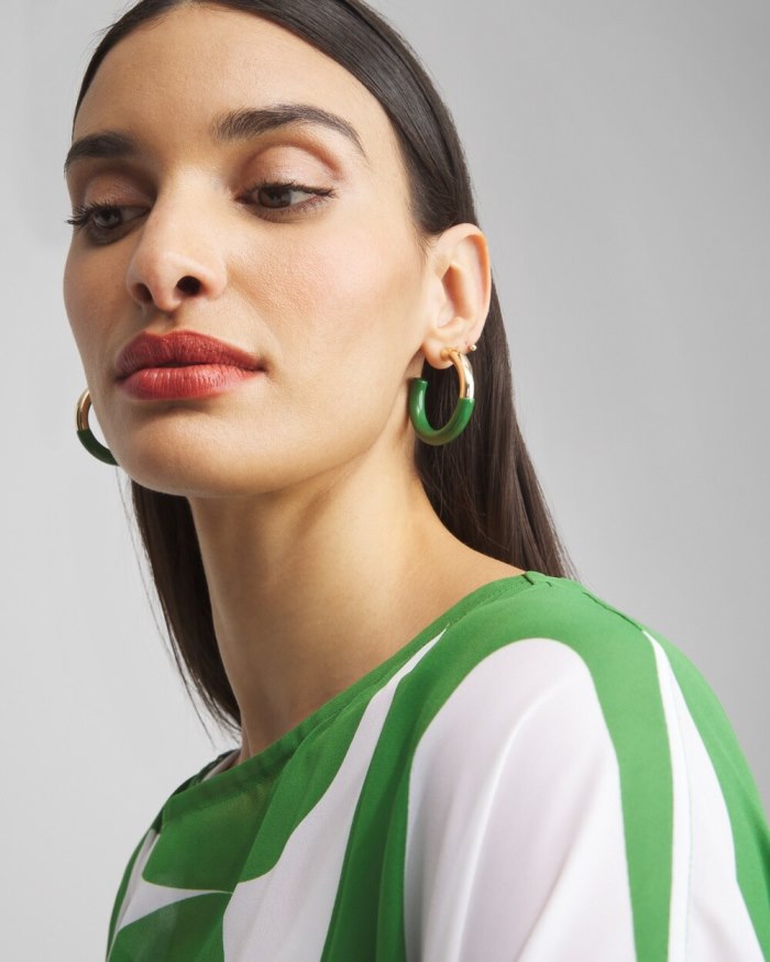 Chicos No Droop Green Dipped Hoops - Verdant Green Chicos No Droop Green Dipped Hoops - Verdant Green