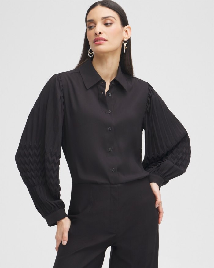 Chicos Black Label Pleated Blouse - Black Chicos Black Label Pleated Blouse - Black