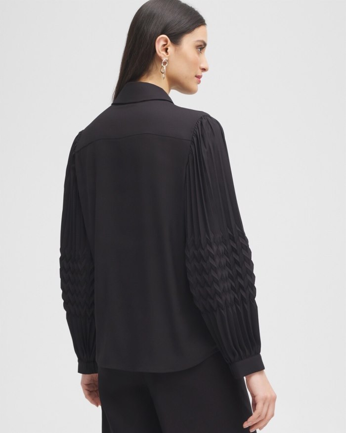 Chicos Black Label Pleated Blouse - Black Chicos Black Label Pleated Blouse - Black