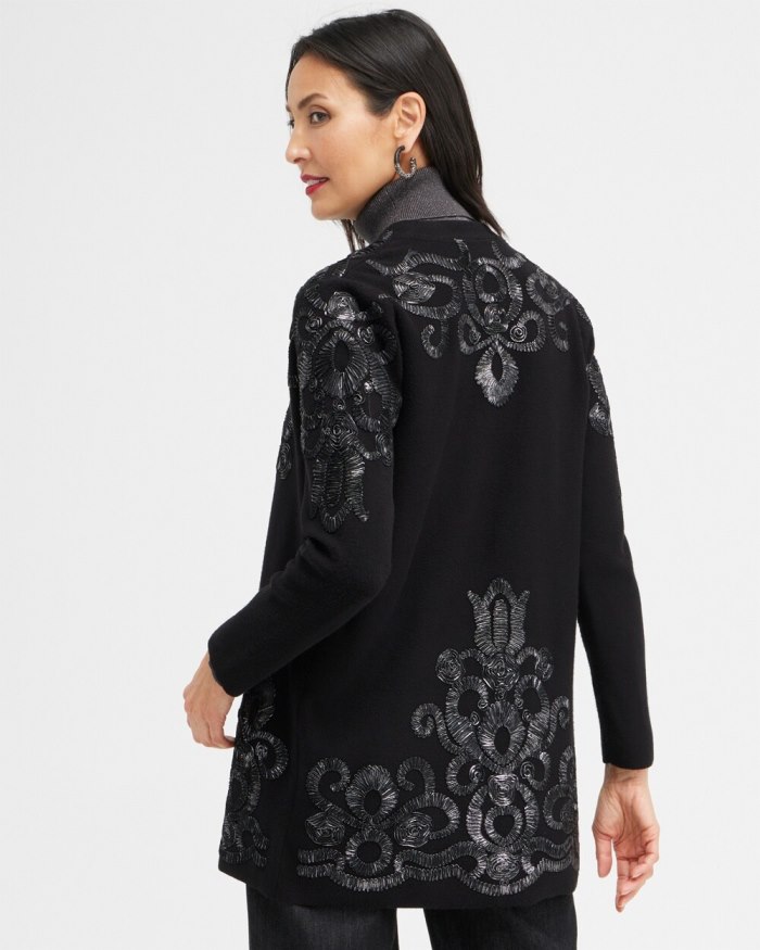 Chicos Foil Soutache Cardigan Sweater - Black Chicos Foil Soutache Cardigan Sweater - Black