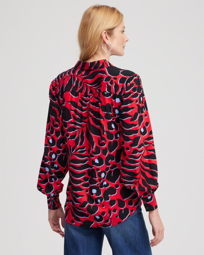 Chicos Twill Animal Print Tunic - Love Letter Red Chicos Twill Animal Print Tunic - Love Letter Red