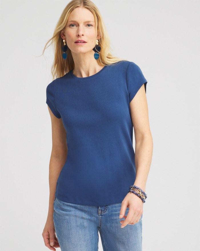 Chicos Cap Sleeve Tee - Azores Blue Chicos Cap Sleeve Tee - Azores Blue