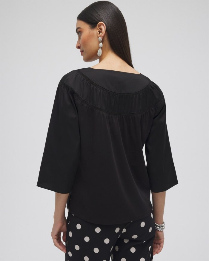 Chicos Eyelet Trim Top - Black Chicos Eyelet Trim Top - Black