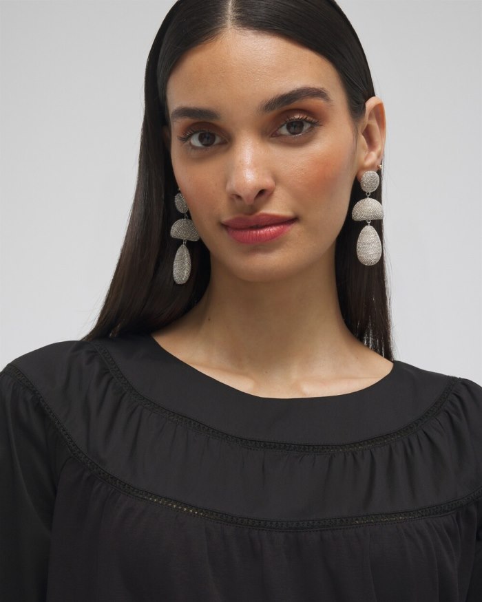 Chicos Eyelet Trim Top - Black Chicos Eyelet Trim Top - Black