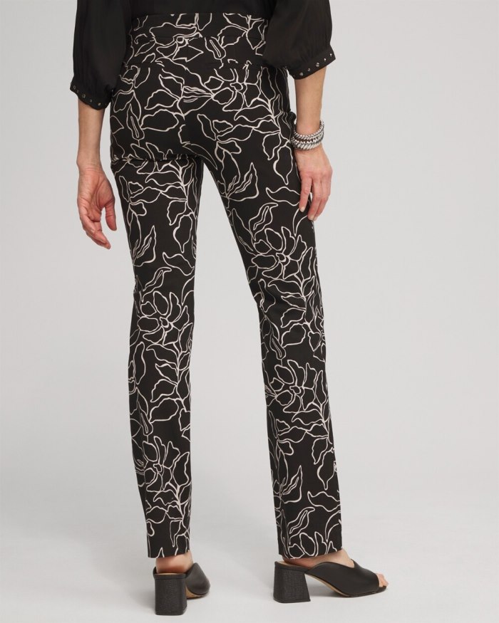 Chicos Brigitte Floral Print Pants - Black/Smokey Taupe Chicos Brigitte Floral Print Pants - Black/Smokey Taupe