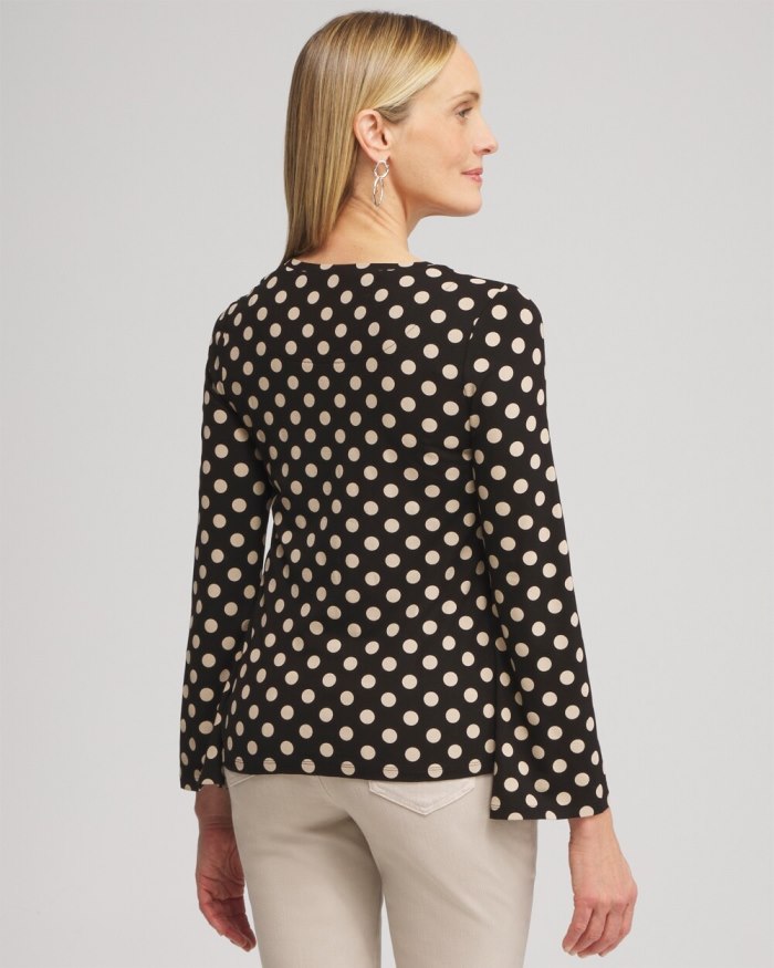 Chicos Touch of Cool Polka Dot Flare Tee - Smokey Taupe Chicos Touch of Cool Polka Dot Flare Tee - Smokey Taupe