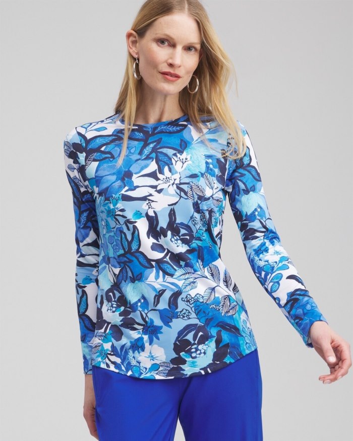 Chicos Zenergy UPF Floral Sun Tee - Intense Azure Chicos Zenergy UPF Floral Sun Tee - Intense Azure