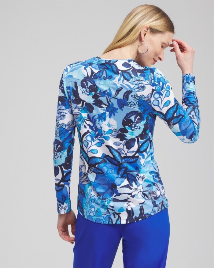 Chicos Zenergy UPF Floral Sun Tee - Intense Azure Chicos Zenergy UPF Floral Sun Tee - Intense Azure