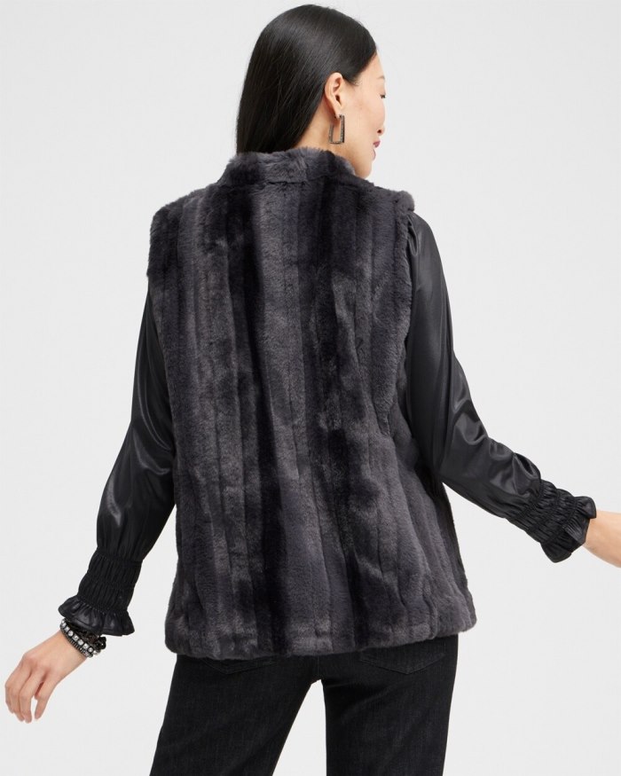 Chicos Faux Fur Vest - Gray Chicos Faux Fur Vest - Gray