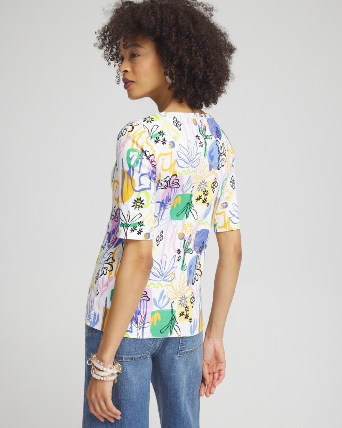 Chicos Surreal Jewel Neck Tee - Purple Nightshade Chicos Surreal Jewel Neck Tee - Purple Nightshade