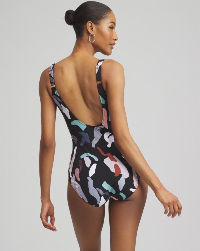 Chicos Gottex Rocky High Neck One Piece Swimsuit - Black/White Chicos Gottex Rocky High Neck One Piece Swimsuit - Black/White
