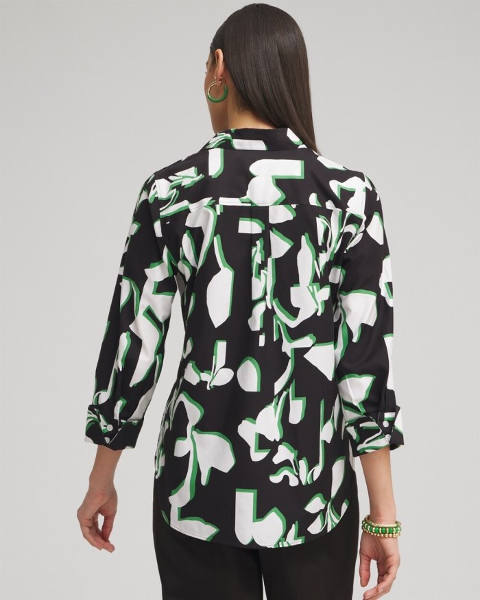 Chicos No Iron Stretch Floral 3/4 Sleeve Shirt - Verdant Green Chicos No Iron Stretch Floral 3/4 Sleeve Shirt - Verdant Green