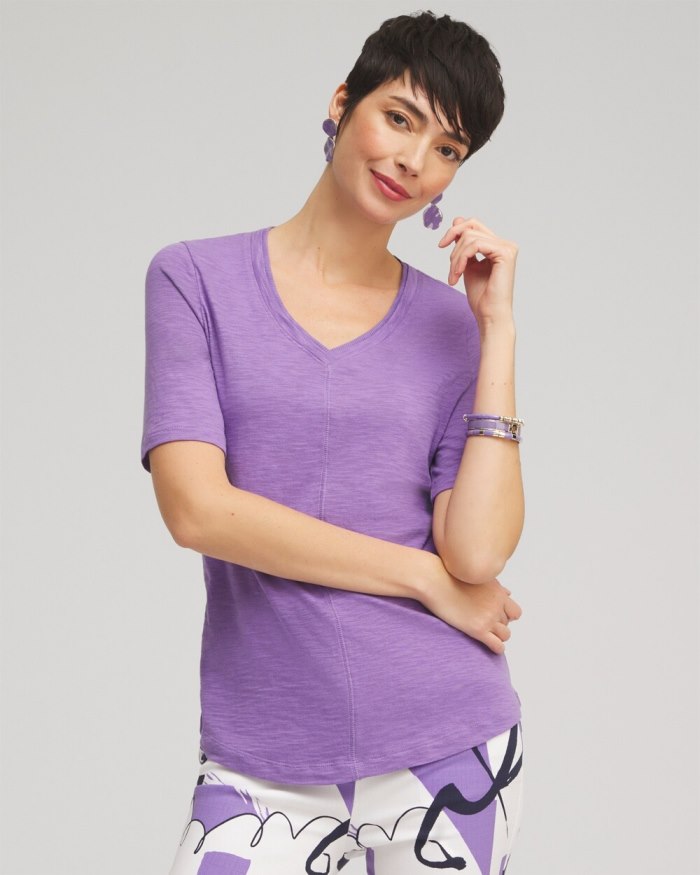 Chicos Elbow Sleeve A-line Tee - Parisian Purple Chicos Elbow Sleeve A-line Tee - Parisian Purple