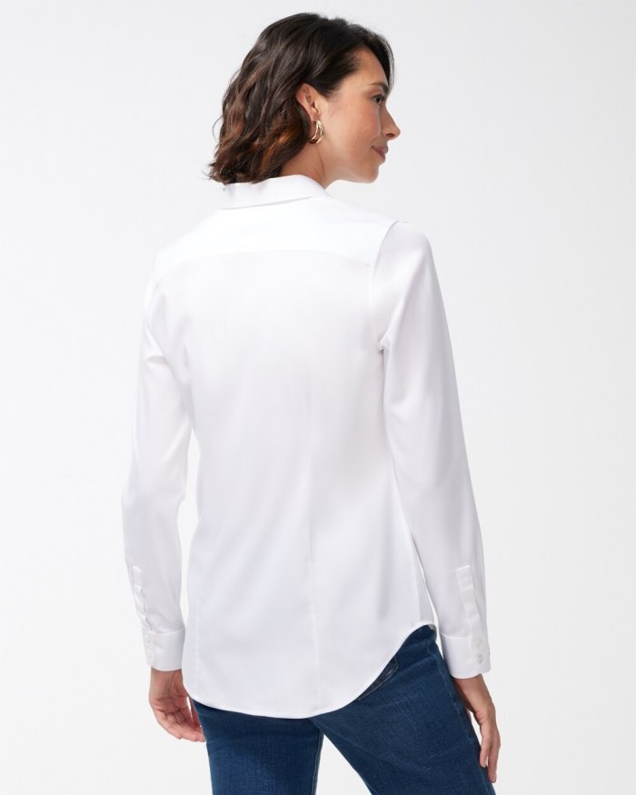 Chicos No-Iron Fitted Stretch Shirt - Ambered Olive Chicos No-Iron Fitted Stretch Shirt - Ambered Olive