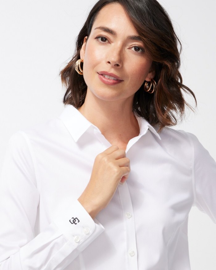 Chicos No-Iron Fitted Stretch Shirt - Ambered Olive Chicos No-Iron Fitted Stretch Shirt - Ambered Olive