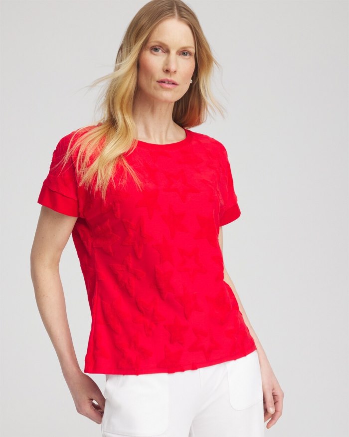 Chicos Zenergy Textured Star Top - MADEIRA RED Chicos Zenergy Textured Star Top - MADEIRA RED