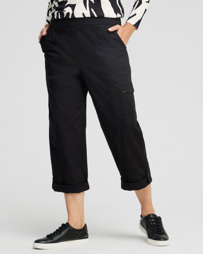 Chicos Poplin Cropped Pants - Ebony Black Chicos Poplin Cropped Pants - Ebony Black