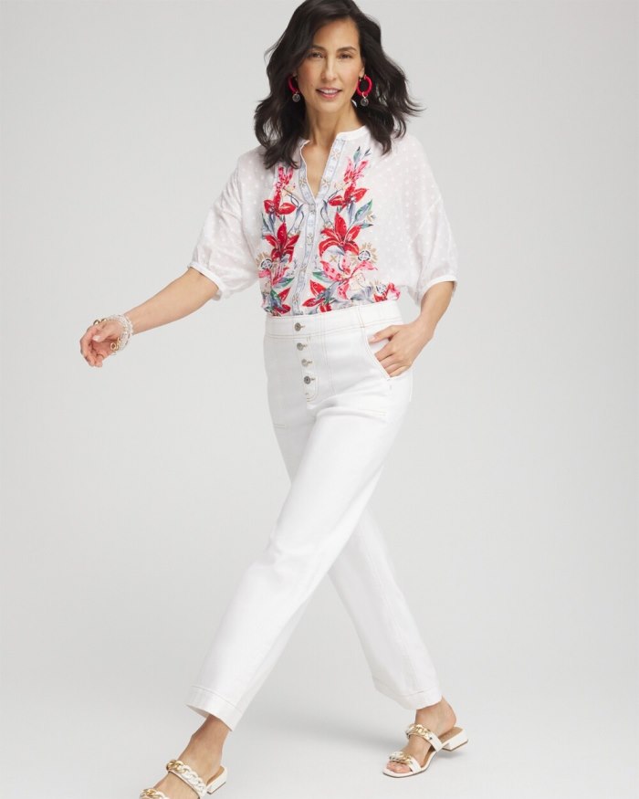 Chicos No Stain Pull-On Wide Leg Cropped Jeans - Alabaster Chicos No Stain Pull-On Wide Leg Cropped Jeans - Alabaster
