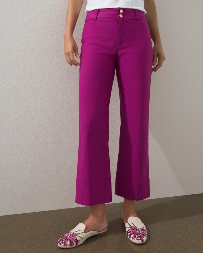 Chicos Trapunto Wide Leg Cropped Pants - Magenta Orchid Chicos Trapunto Wide Leg Cropped Pants - Magenta Orchid