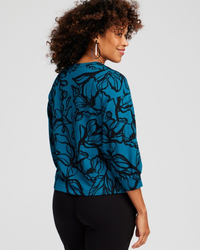 Chicos Zenergy French Terry Blouson Sweatshirt - Moonlit Teal Chicos Zenergy French Terry Blouson Sweatshirt - Moonlit Teal