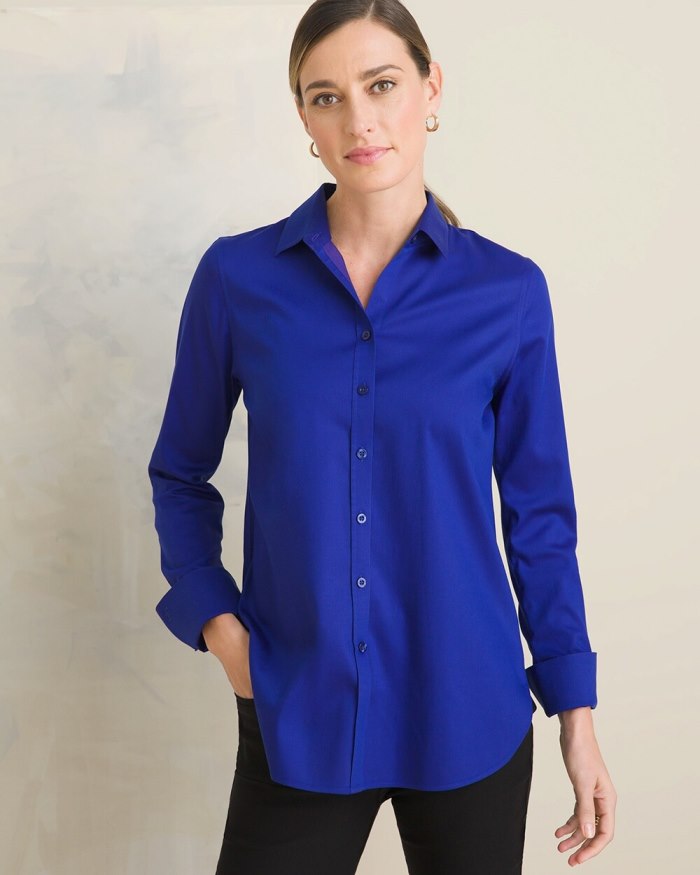 Chicos No-Iron Stretch Shirt - Magnetic Blue Chicos No-Iron Stretch Shirt - Magnetic Blue